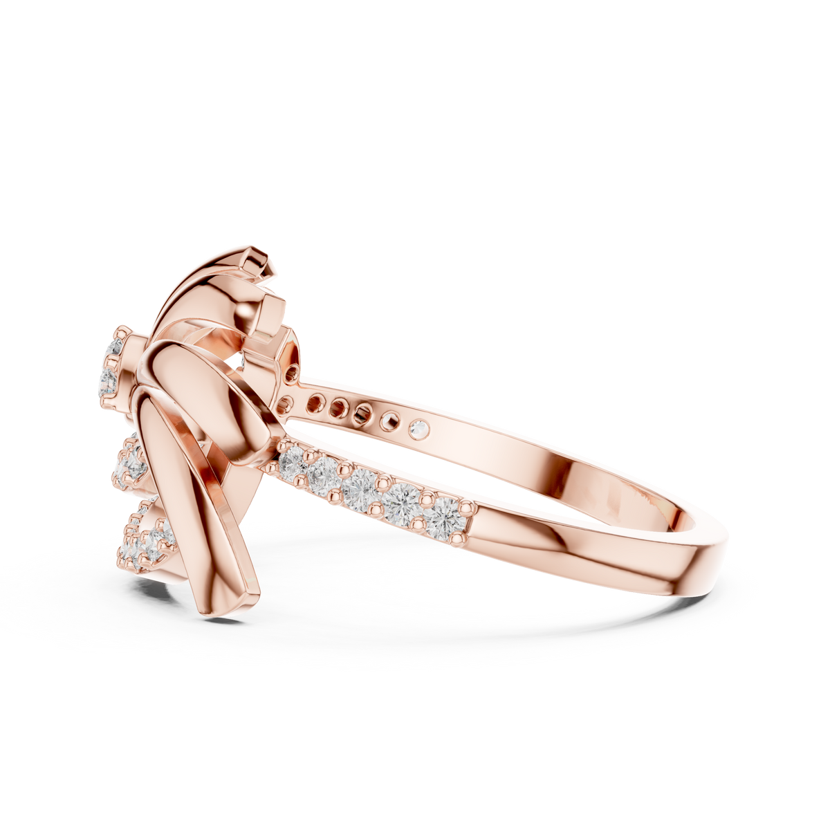 Fleurisse Wind-Swept Petal Pavé Lab Grown Diamond Ring