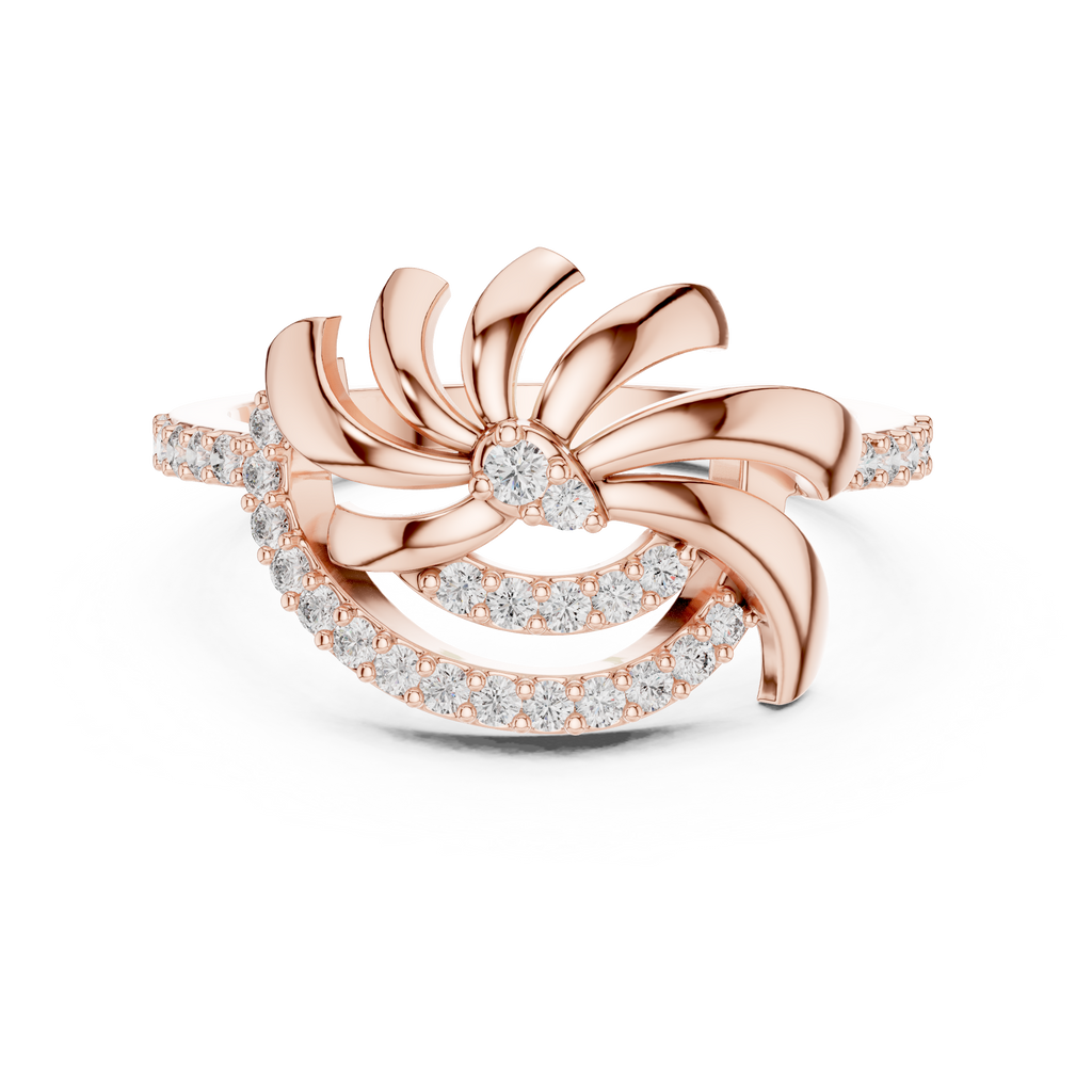 Fleurisse Wind-Swept Petal Pavé Lab Grown Diamond Ring