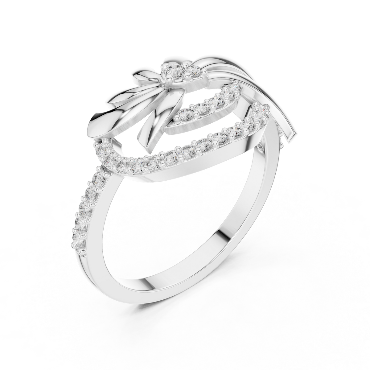 Fleurisse Wind-Swept Petal Pavé Lab Grown Diamond Ring