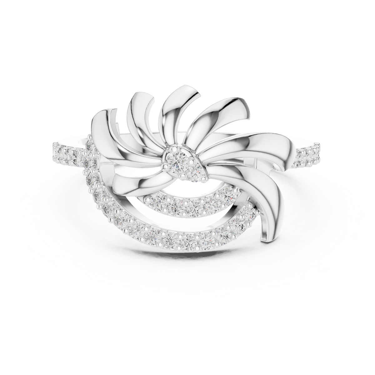 Fleurisse Wind-Swept Petal Pavé Lab Grown Diamond Ring