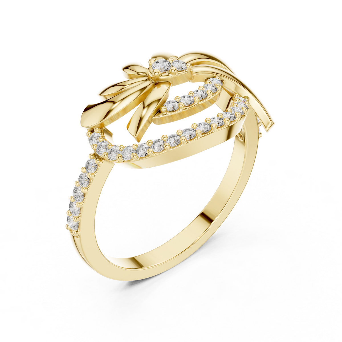 Fleurisse Wind-Swept Petal Pavé Lab Grown Diamond Ring