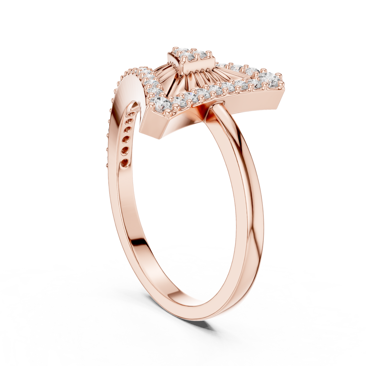 Raviora Sunburst Pavé Triangle Lab Grown Diamond Ring