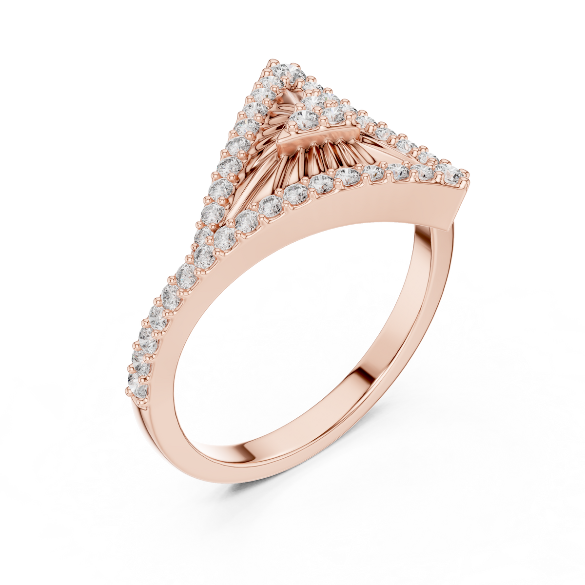 Raviora Sunburst Pavé Triangle Lab Grown Diamond Ring