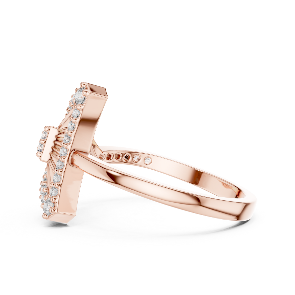 Raviora Sunburst Pavé Triangle Lab Grown Diamond Ring