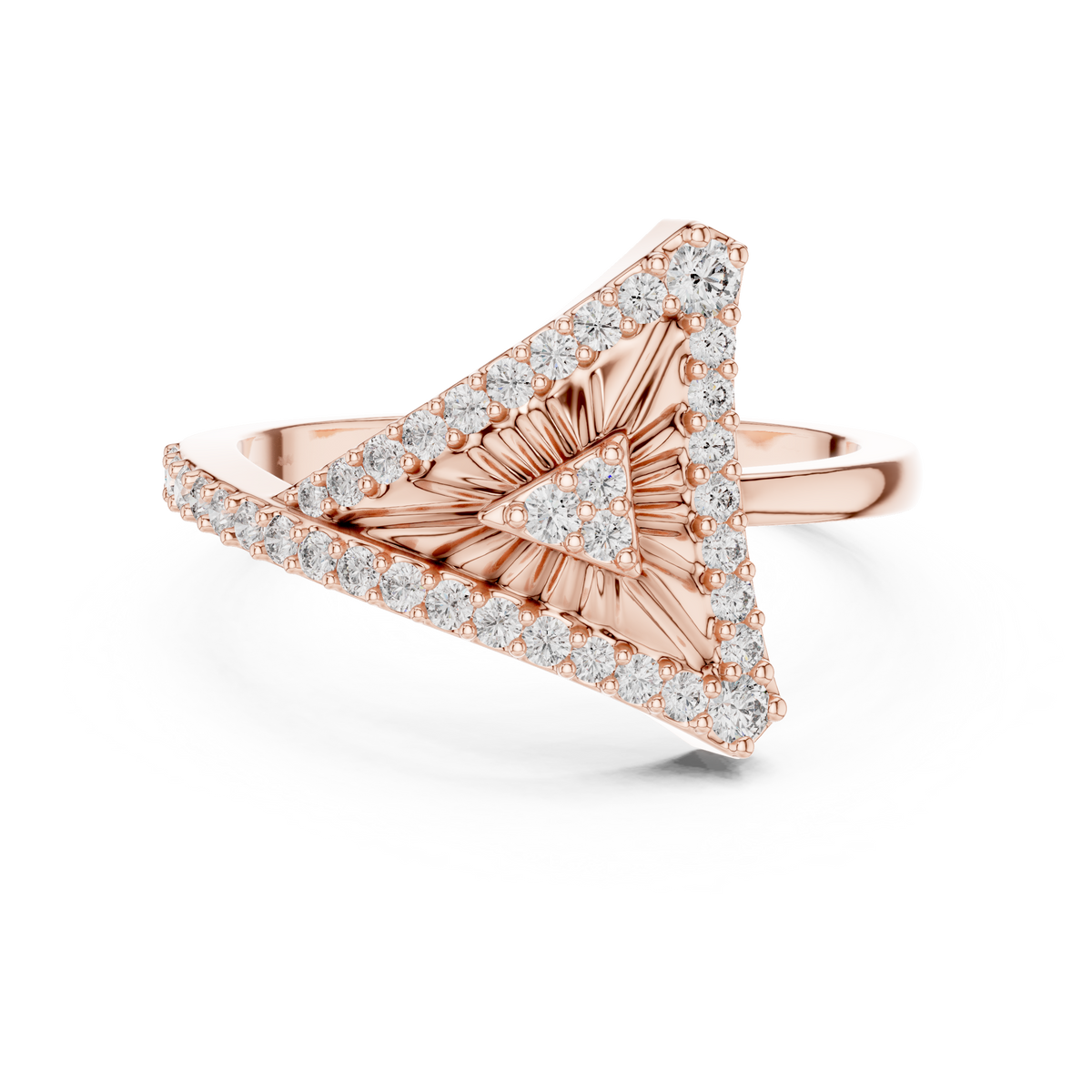 Raviora Sunburst Pavé Triangle Lab Grown Diamond Ring