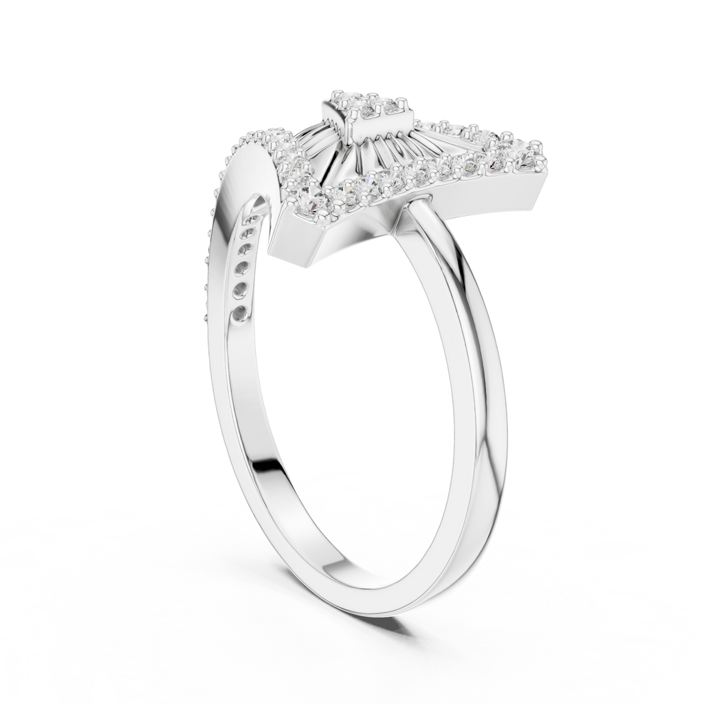 Raviora Sunburst Pavé Triangle Lab Grown Diamond Ring