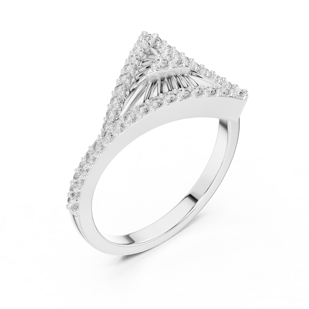 Raviora Sunburst Pavé Triangle Lab Grown Diamond Ring