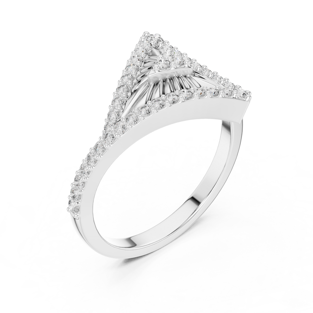 Raviora Sunburst Pavé Triangle Lab Grown Diamond Ring