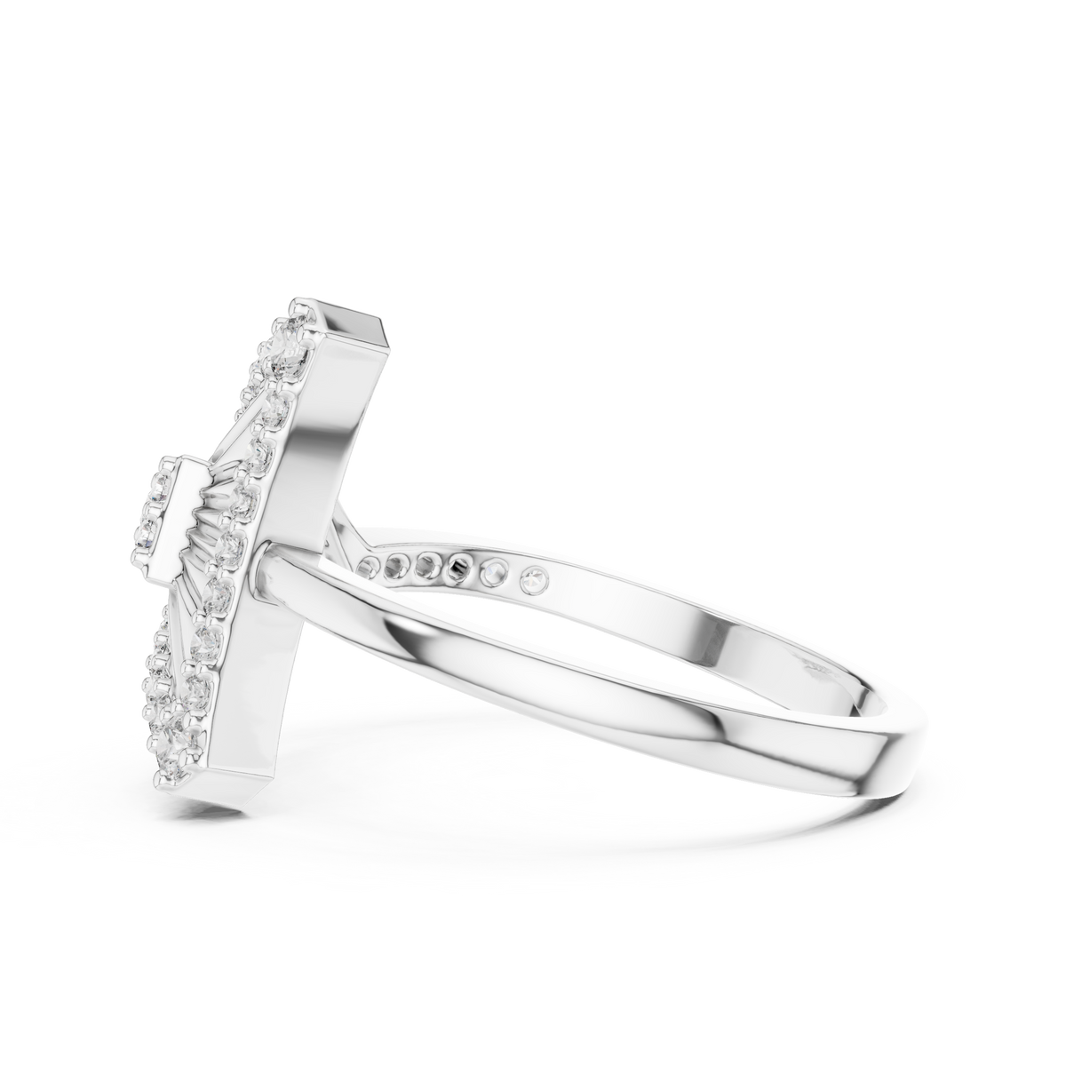 Raviora Sunburst Pavé Triangle Lab Grown Diamond Ring