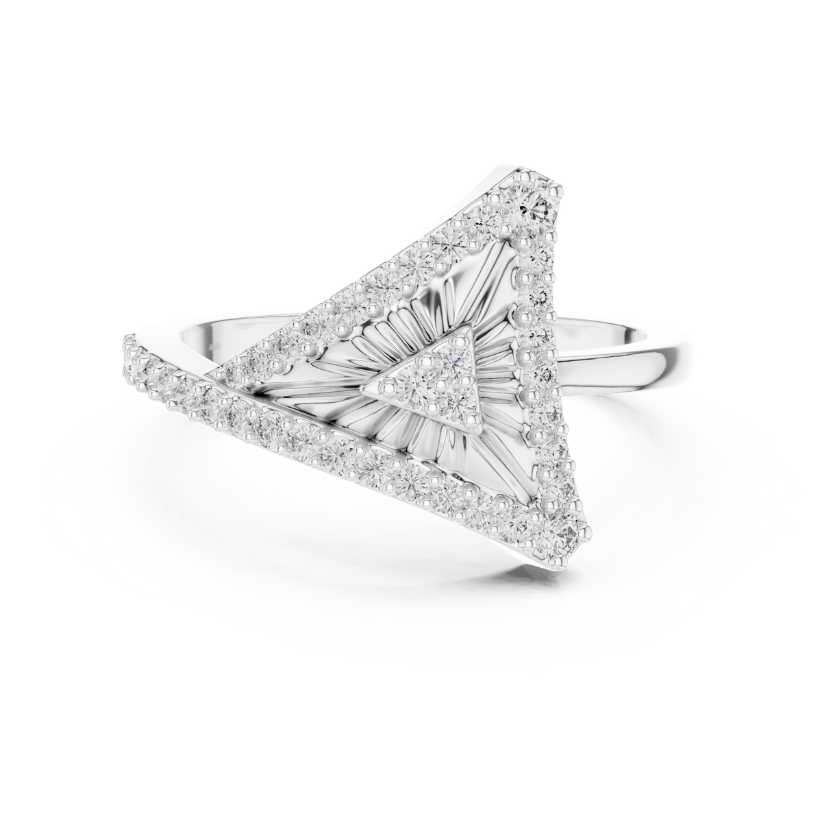 Raviora Sunburst Pavé Triangle Lab Grown Diamond Ring