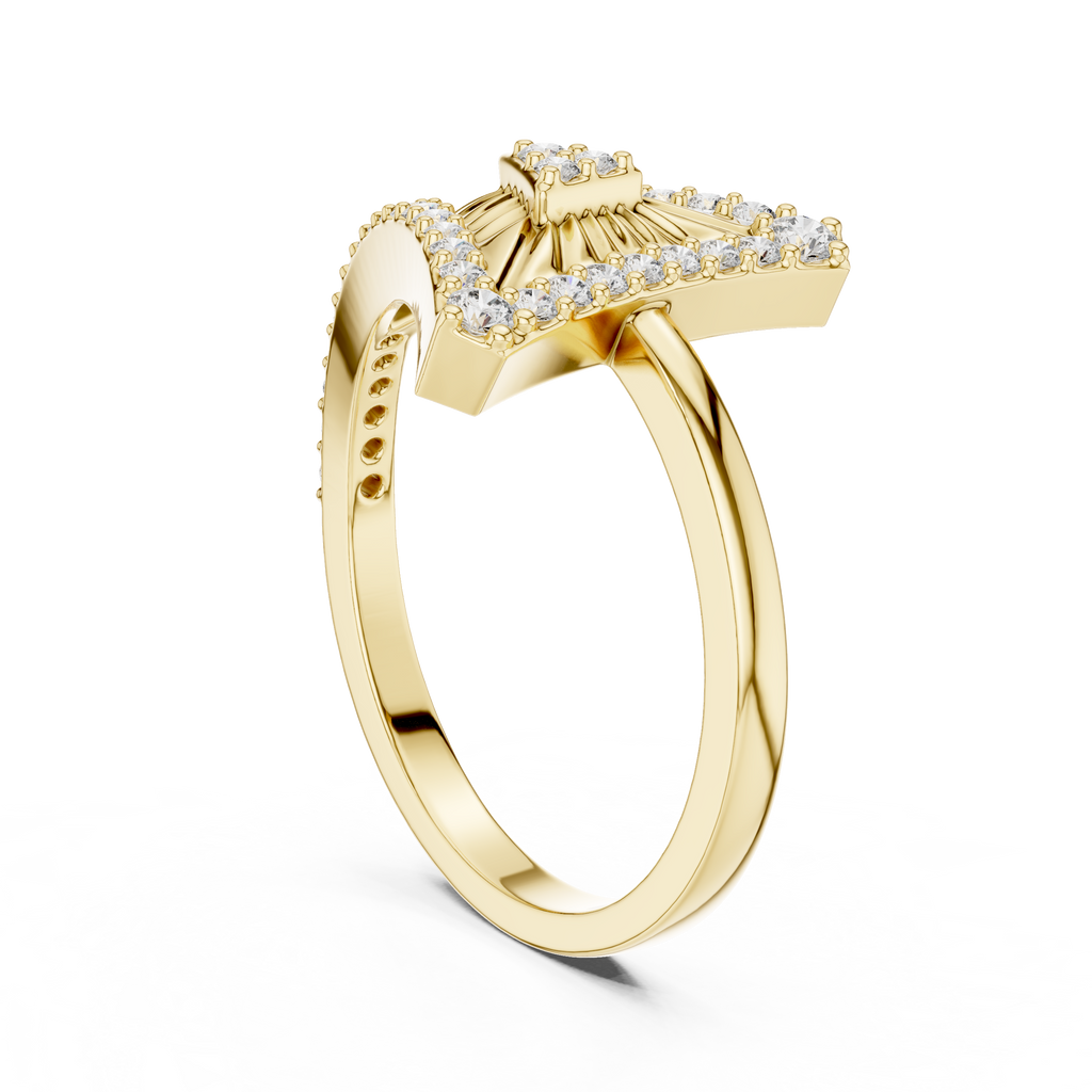 Raviora Sunburst Pavé Triangle Lab Grown Diamond Ring