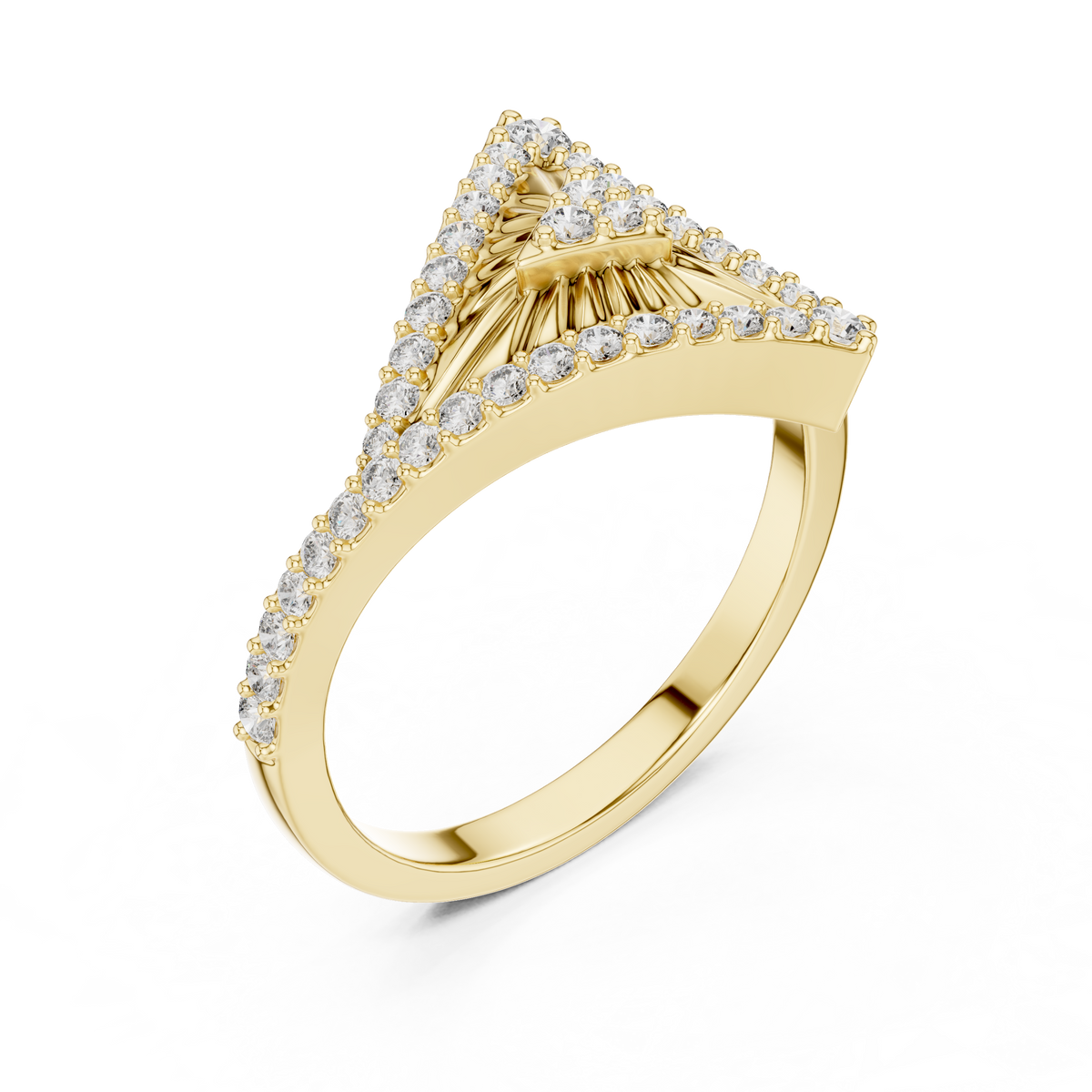 Raviora Sunburst Pavé Triangle Lab Grown Diamond Ring