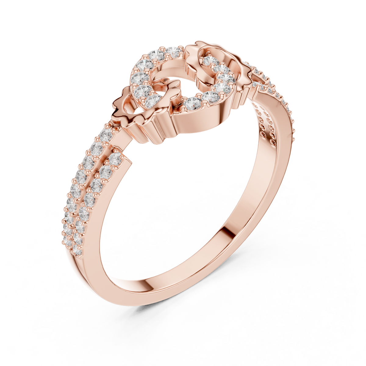 Meisterwerk mit dreieckigem Diamantcluster und geriffelten, abgestuften Flügeln