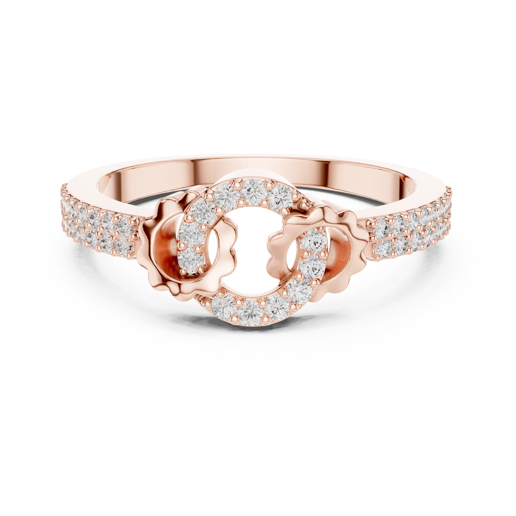 Meisterwerk mit dreieckigem Diamantcluster und geriffelten, abgestuften Flügeln