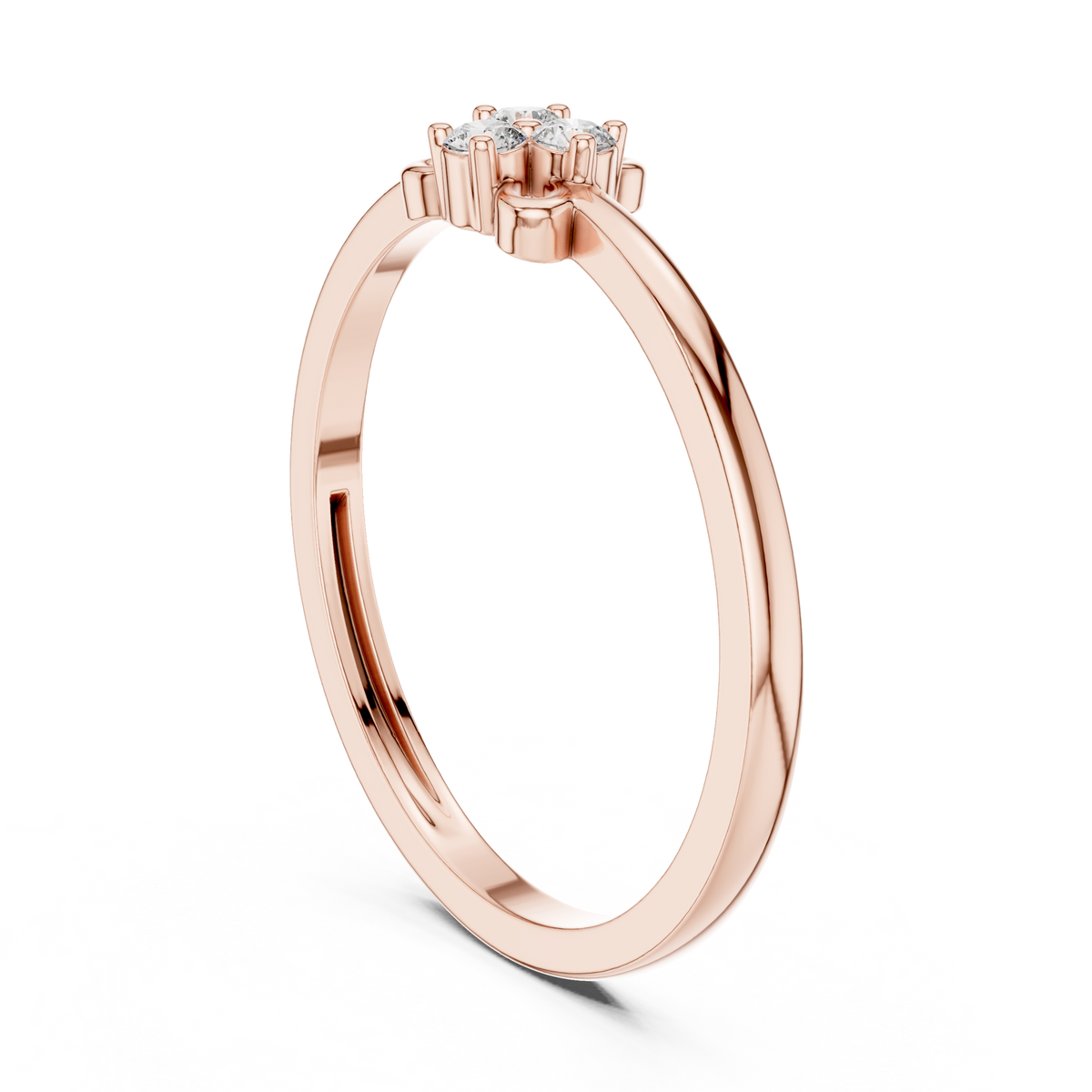 Cloverine Trefoil Three Stone Lab Grown Diamond Stacking Ring with Gold Loop