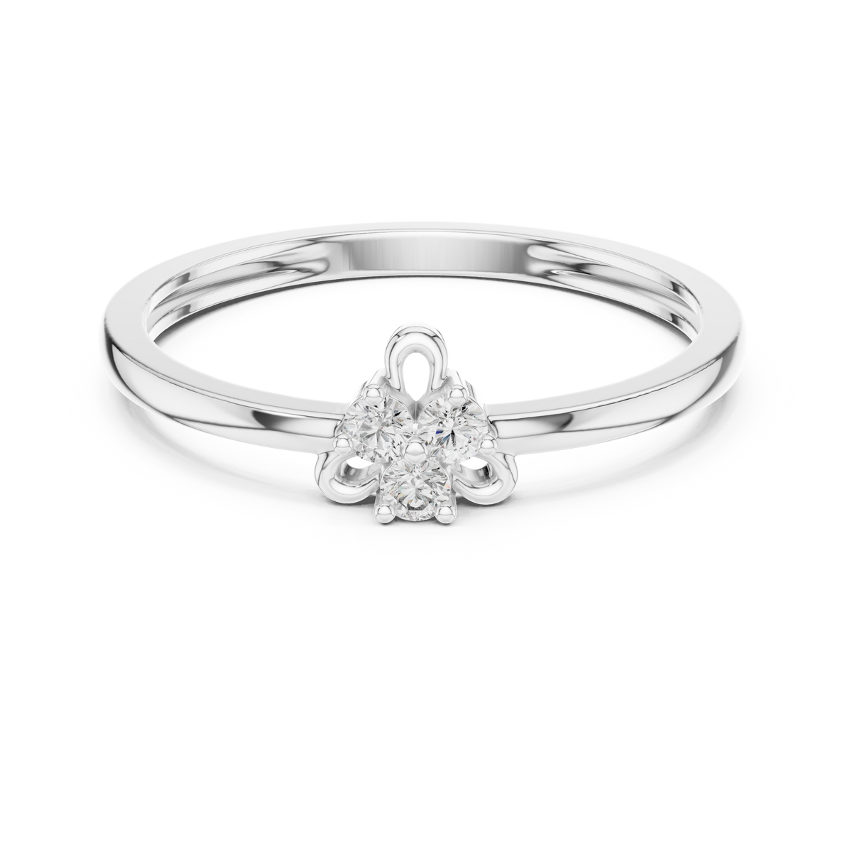 Cloverine Trefoil Three Stone Lab Grown Diamond Stacking Ring with Gold Loop