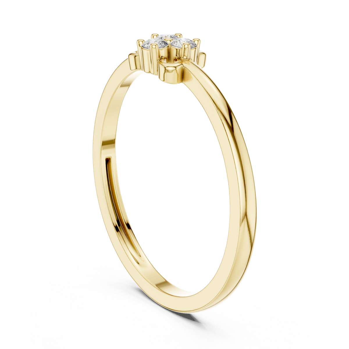 Cloverine Trefoil Three Stone Lab Grown Diamond Stacking Ring with Gold Loop
