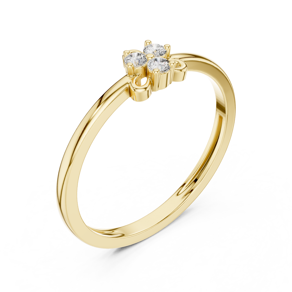 Cloverine Trefoil Three Stone Lab Grown Diamond Stacking Ring with Gold Loop