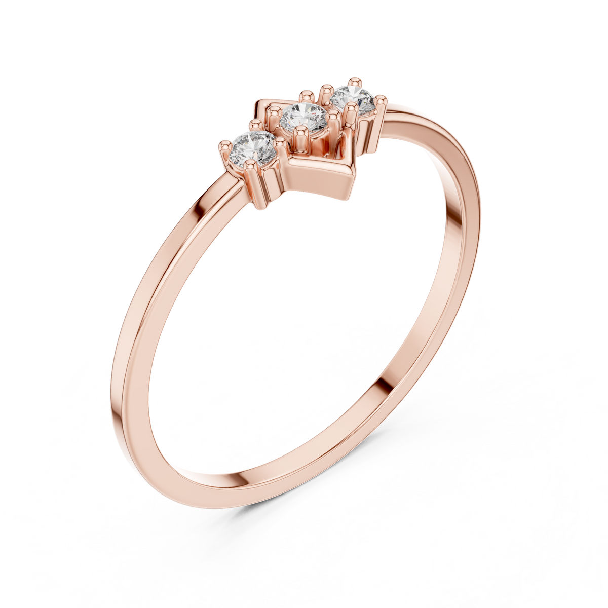 Lozelle Geometric Three Stone Lab Grown Diamond Stacking Ring