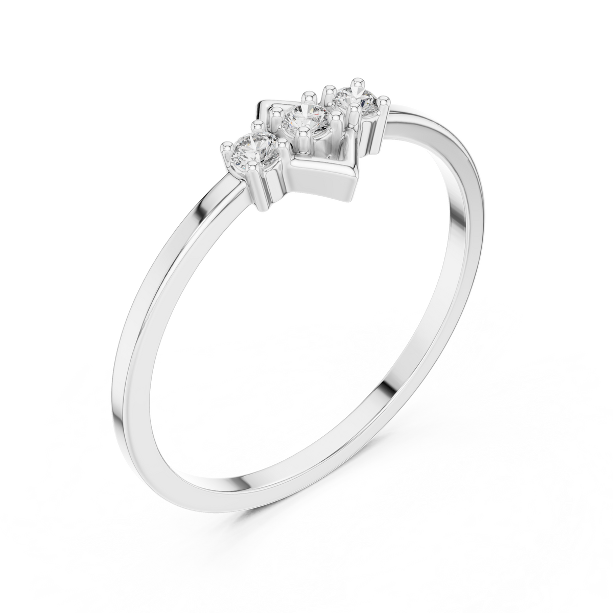 Lozelle Geometric Three Stone Lab Grown Diamond Stacking Ring