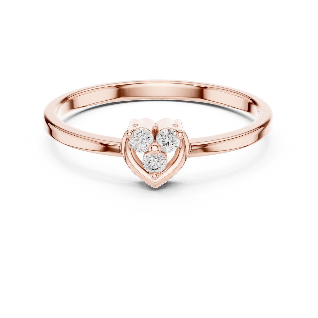 Amorelle Three Stone Heart Cluster Lab Grown Diamond Stacking Ring