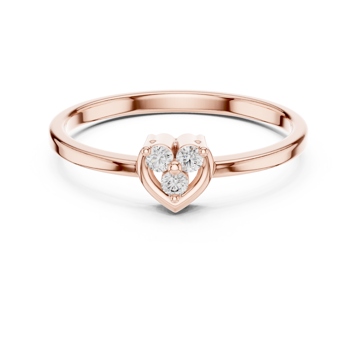 Amorelle Three Stone Heart Cluster Lab Grown Diamond Stacking Ring