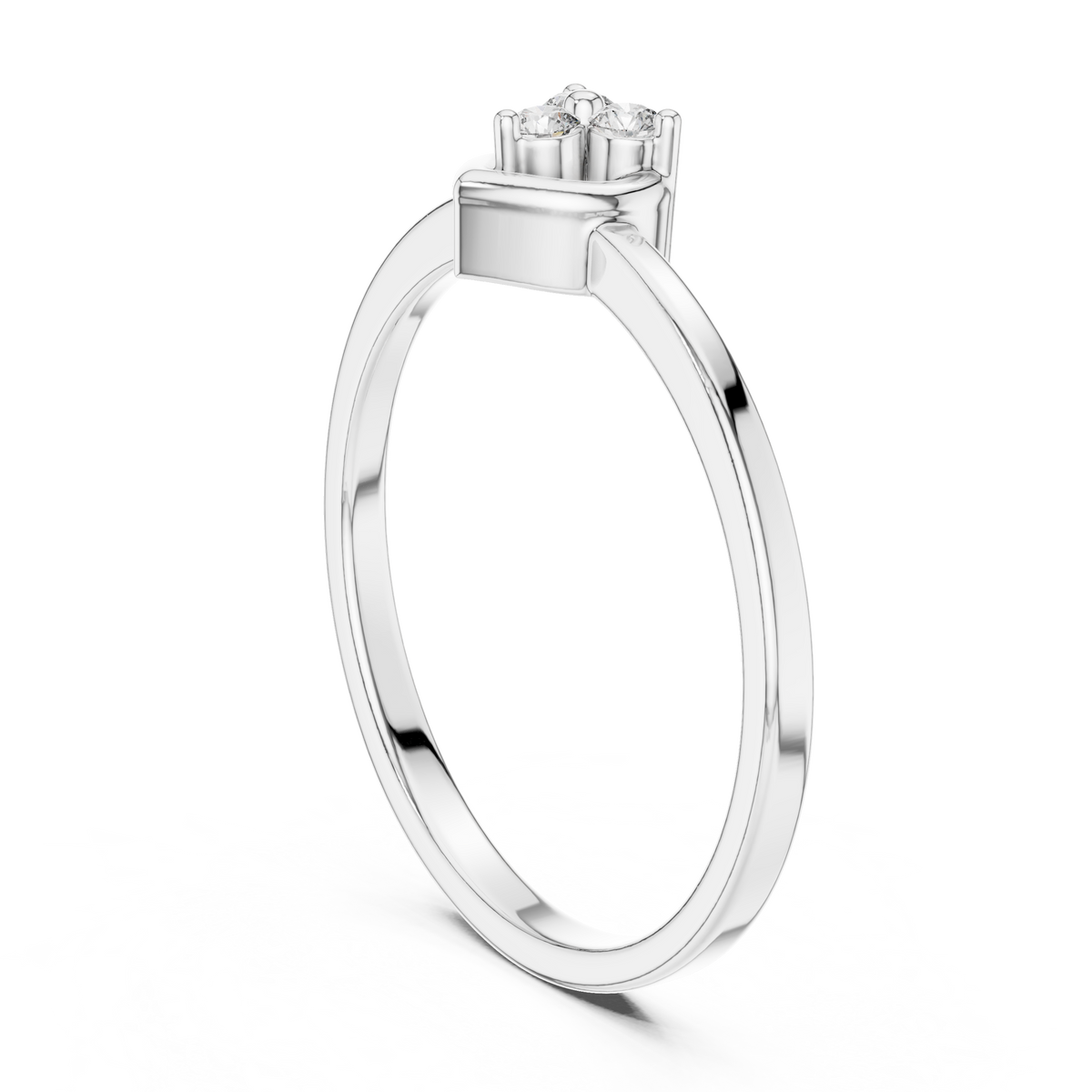 Amorelle Three Stone Heart Cluster Lab Grown Diamond Stacking Ring