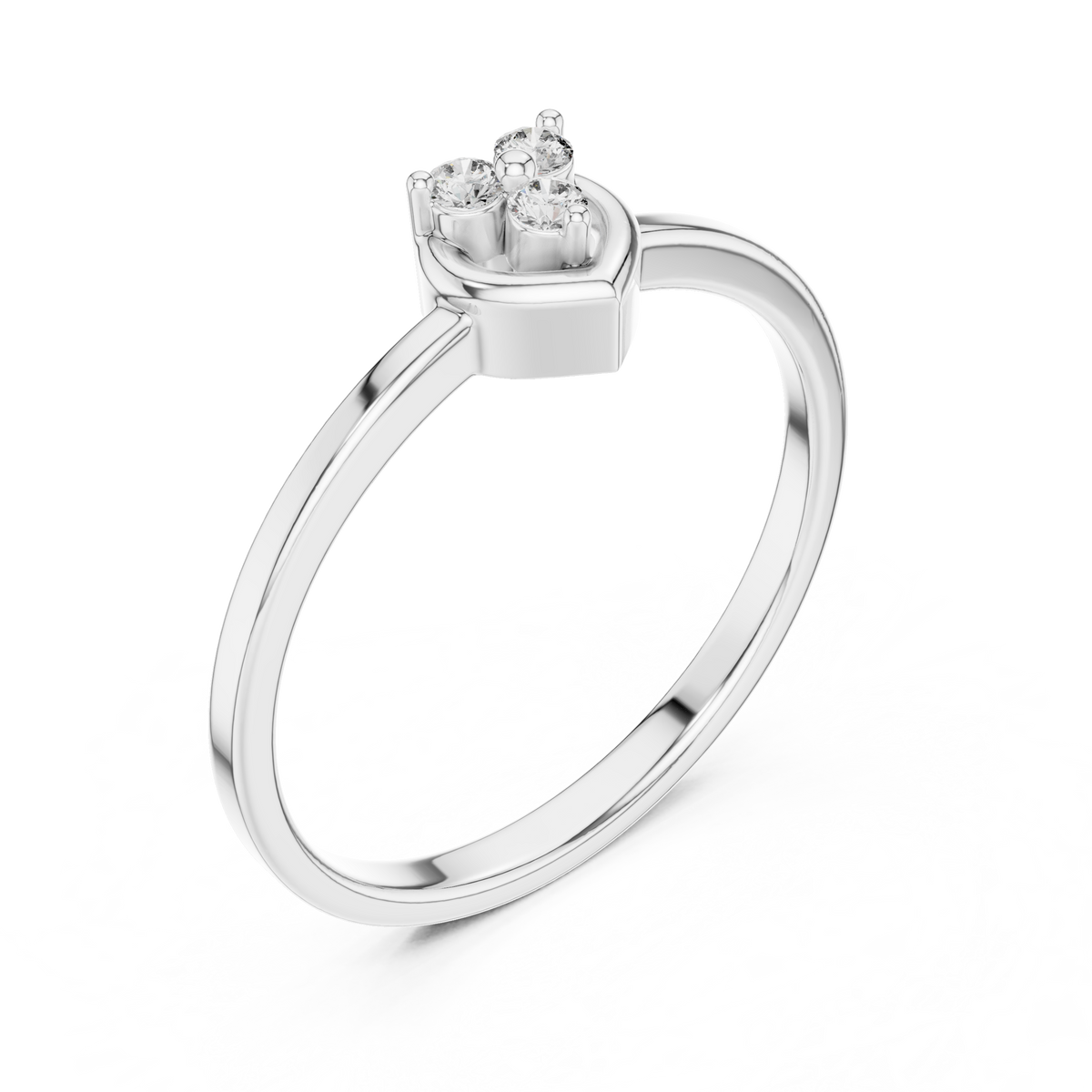 Amorelle Three Stone Heart Cluster Lab Grown Diamond Stacking Ring