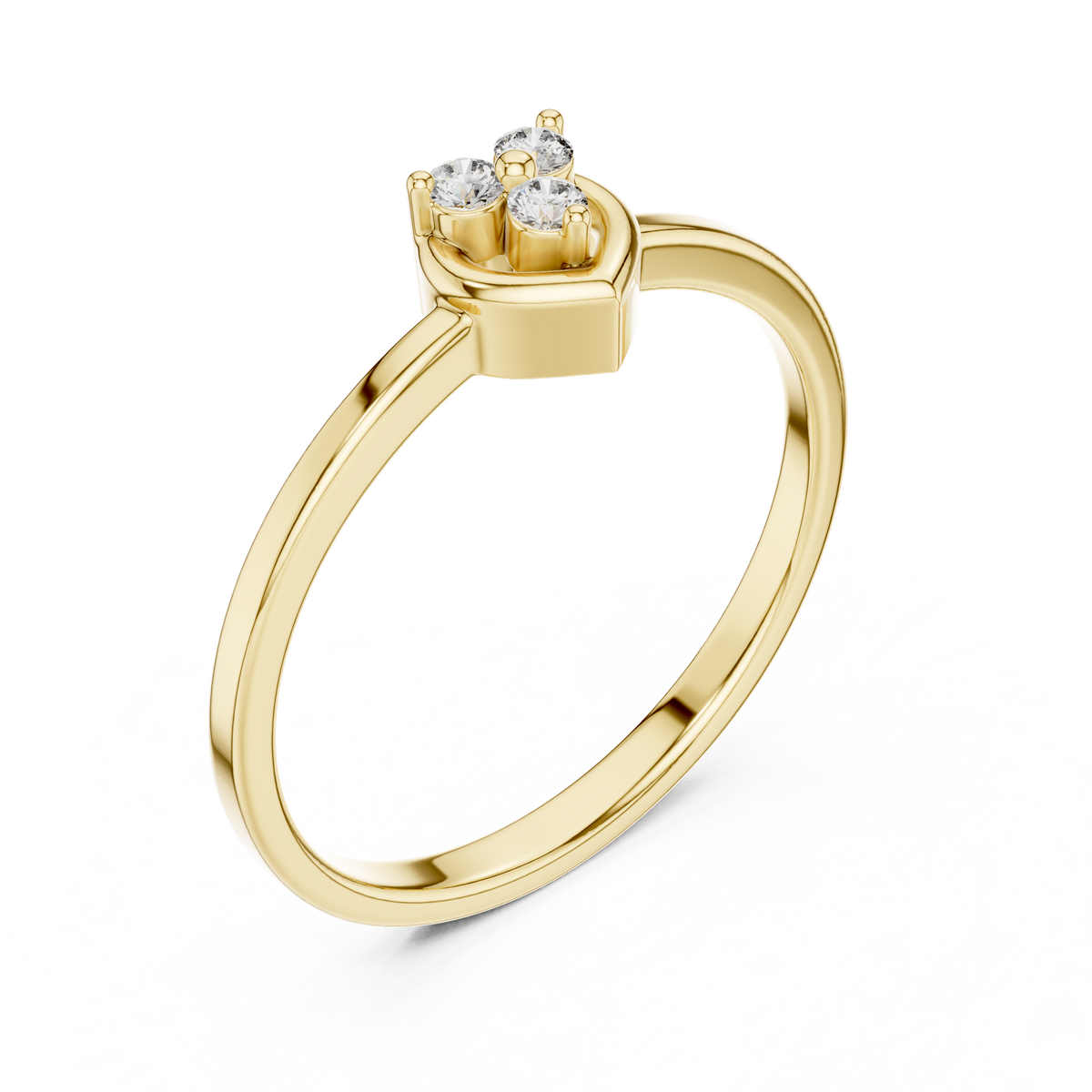 Amorelle Three Stone Heart Cluster Lab Grown Diamond Stacking Ring
