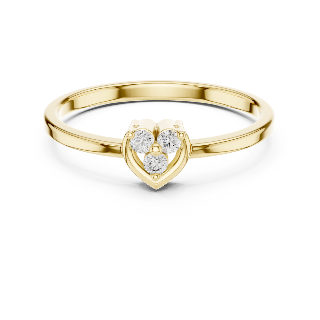 Amorelle Three Stone Heart Cluster Lab Grown Diamond Stacking Ring