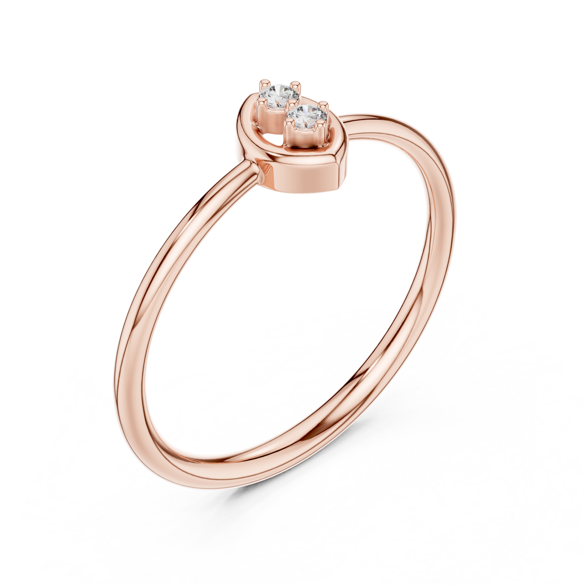 Foliette Two Stone Leaf Frame Minimalist Lab Grown Diamond Stacking Ring