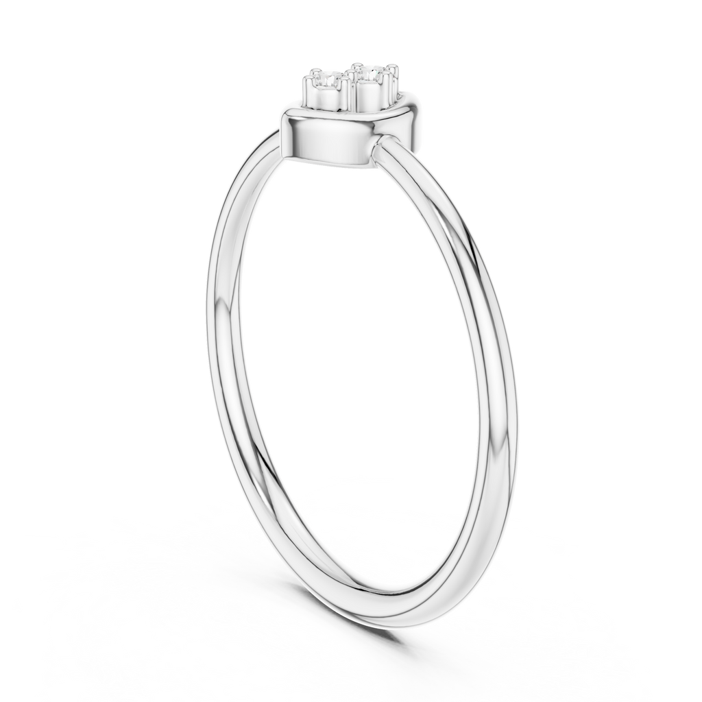 Foliette Two Stone Leaf Frame Minimalist Lab Grown Diamond Stacking Ring