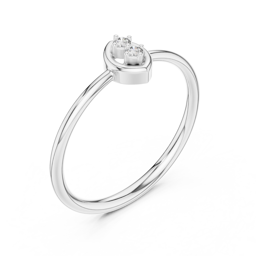Foliette Two Stone Leaf Frame Minimalist Lab Grown Diamond Stacking Ring