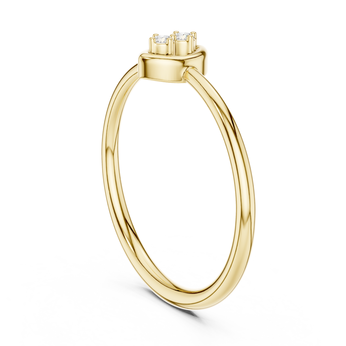 Foliette Two Stone Leaf Frame Minimalist Lab Grown Diamond Stacking Ring