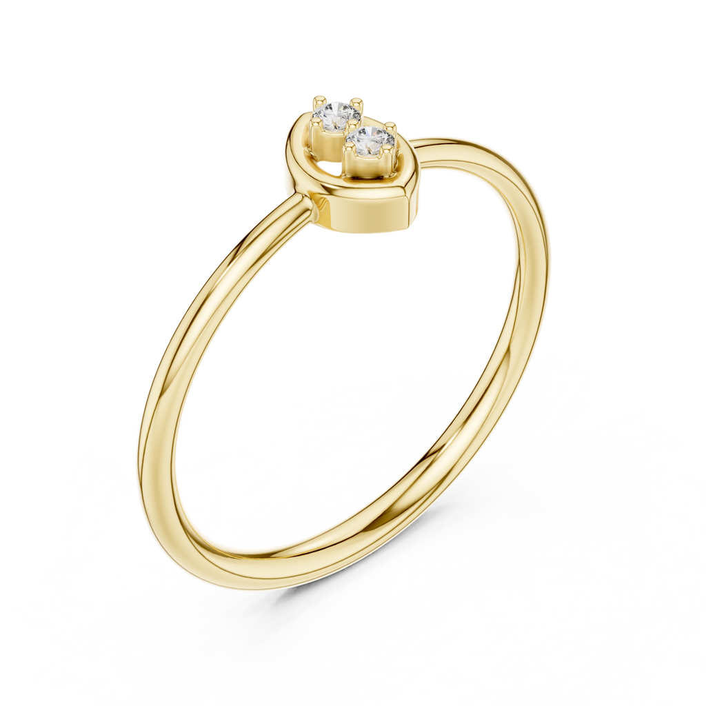 Foliette Two Stone Leaf Frame Minimalist Lab Grown Diamond Stacking Ring