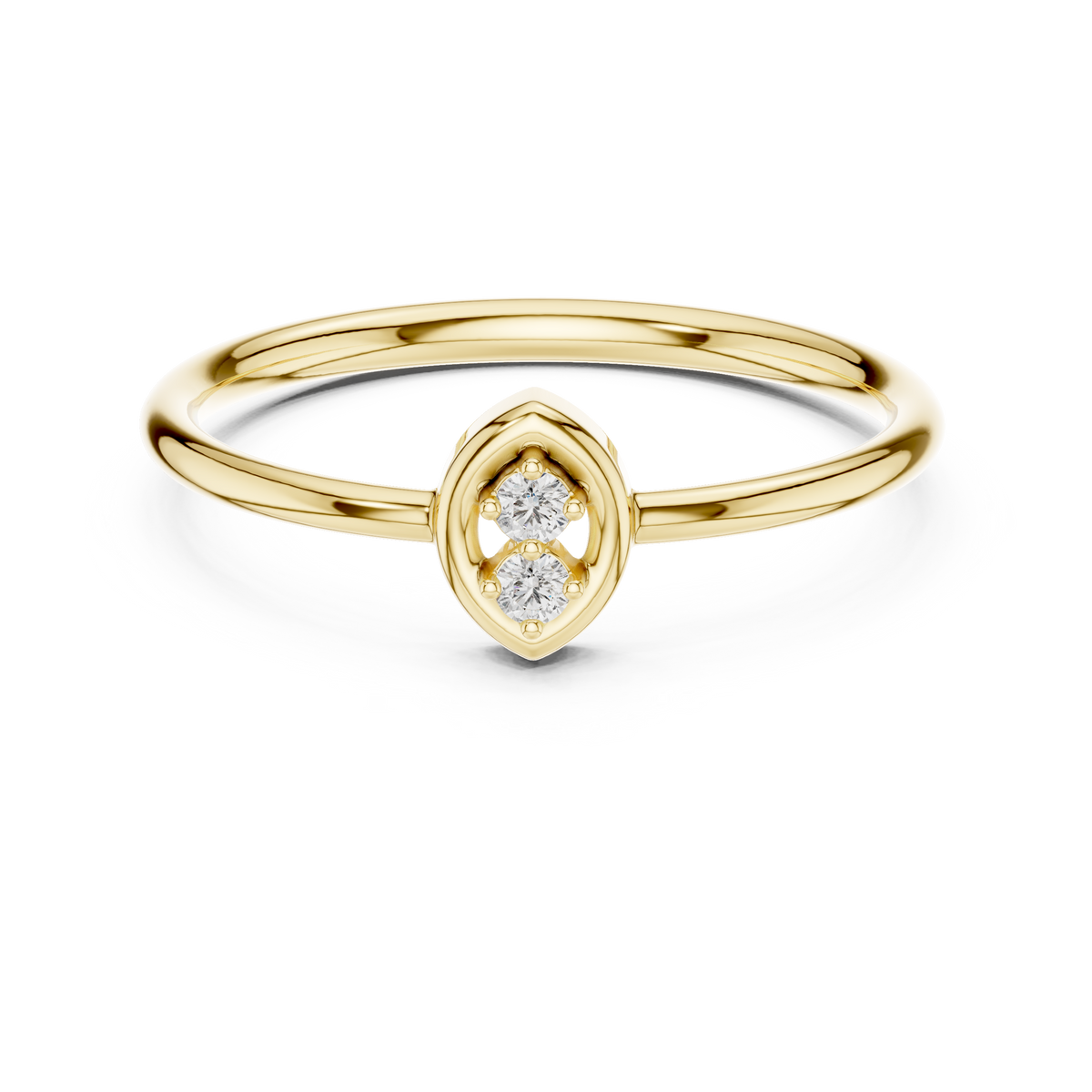 Foliette Two Stone Leaf Frame Minimalist Lab Grown Diamond Stacking Ring