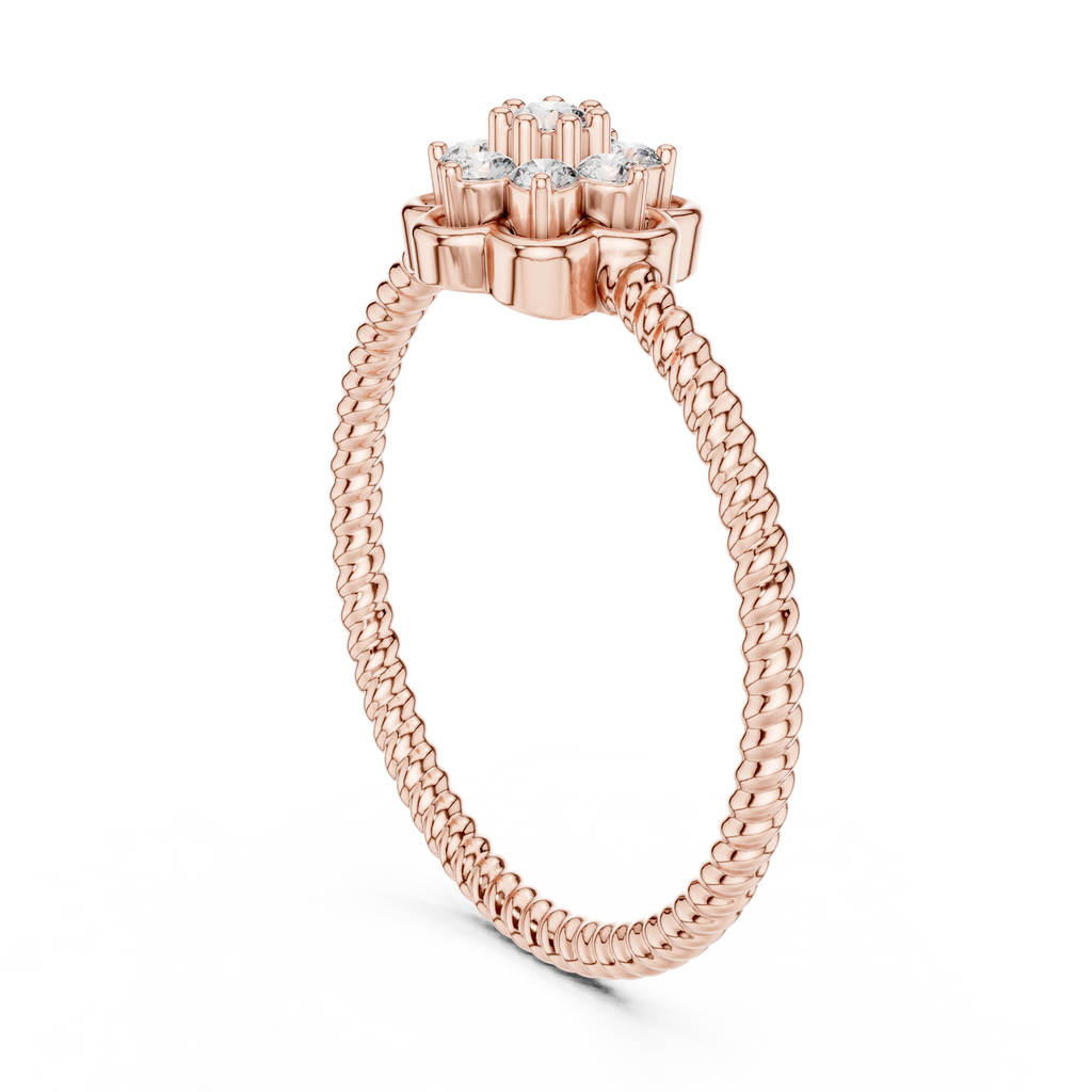 Primrelle Seven Stone Flower Cluster Lab Grown Diamond Ring with Twisted Rope Band