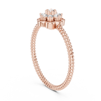 Primrelle Seven Stone Flower Cluster Lab Grown Diamond Ring with Twisted Rope Band