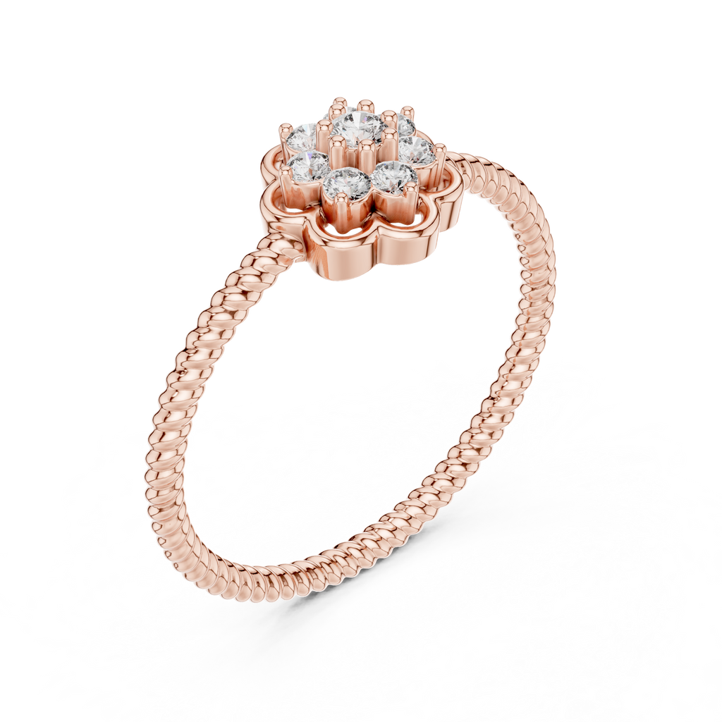 Primrelle Seven Stone Flower Cluster Lab Grown Diamond Ring with Twisted Rope Band