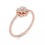 Primrelle Seven Stone Flower Cluster Lab Grown Diamond Ring with Twisted Rope Band