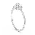Primrelle Seven Stone Flower Cluster Lab Grown Diamond Ring with Twisted Rope Band