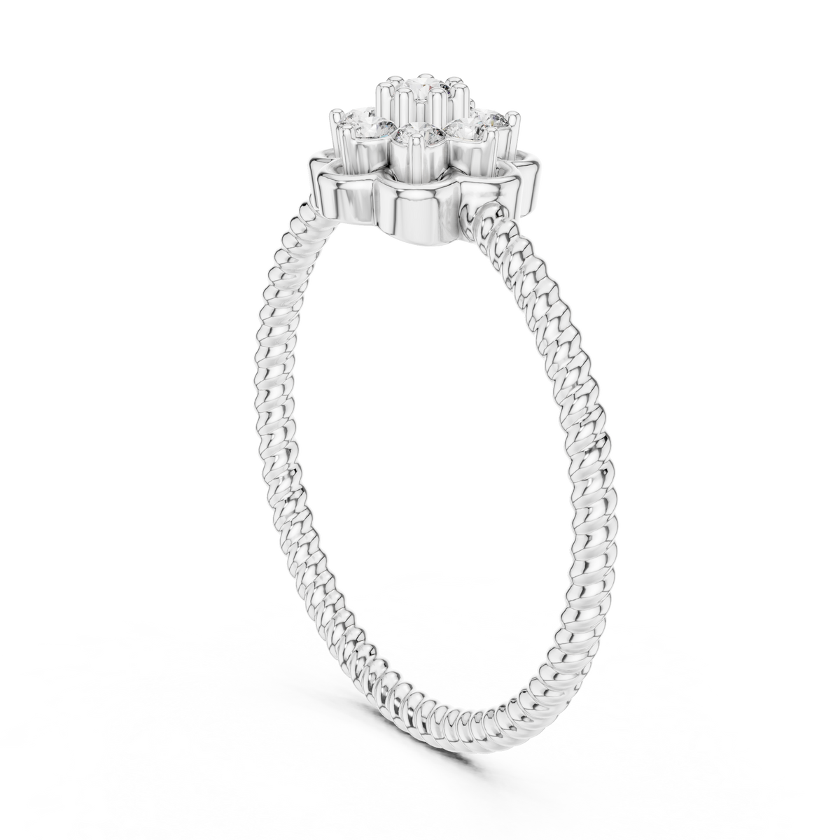 Primrelle Seven Stone Flower Cluster Lab Grown Diamond Ring with Twisted Rope Band