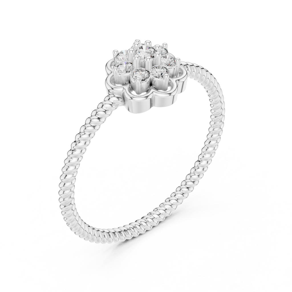 Primrelle Seven Stone Flower Cluster Lab Grown Diamond Ring with Twisted Rope Band