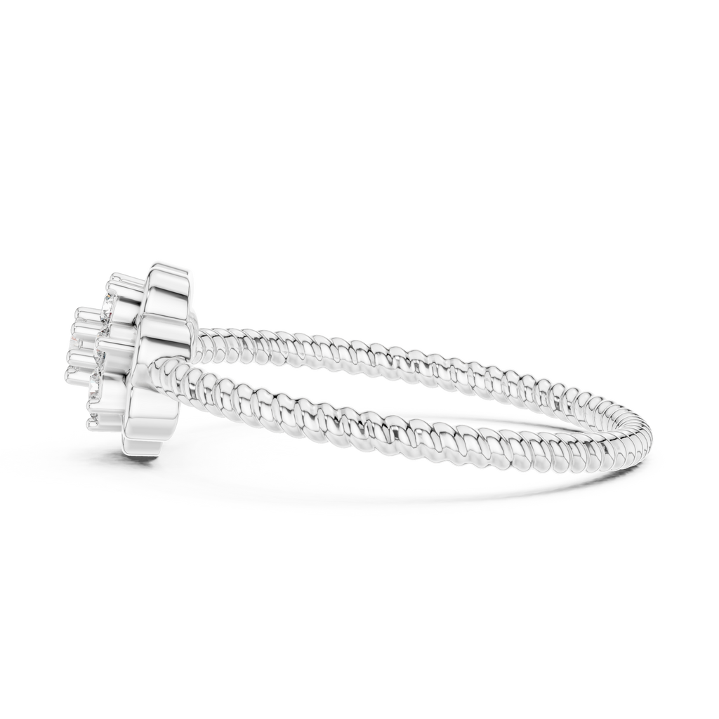 Primrelle Seven Stone Flower Cluster Lab Grown Diamond Ring with Twisted Rope Band