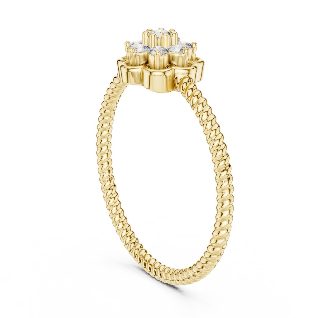 Primrelle Seven Stone Flower Cluster Lab Grown Diamond Ring with Twisted Rope Band