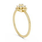 Primrelle Seven Stone Flower Cluster Lab Grown Diamond Ring with Twisted Rope Band