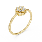 Primrelle Seven Stone Flower Cluster Lab Grown Diamond Ring with Twisted Rope Band