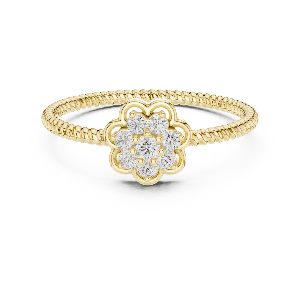 Primrelle Seven Stone Flower Cluster Lab Grown Diamond Ring with Twisted Rope Band