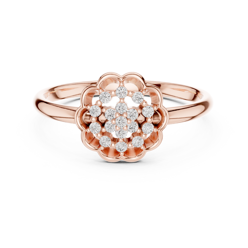Camelline Scalloped Flower Cluster Lab Grown Diamond Ring
