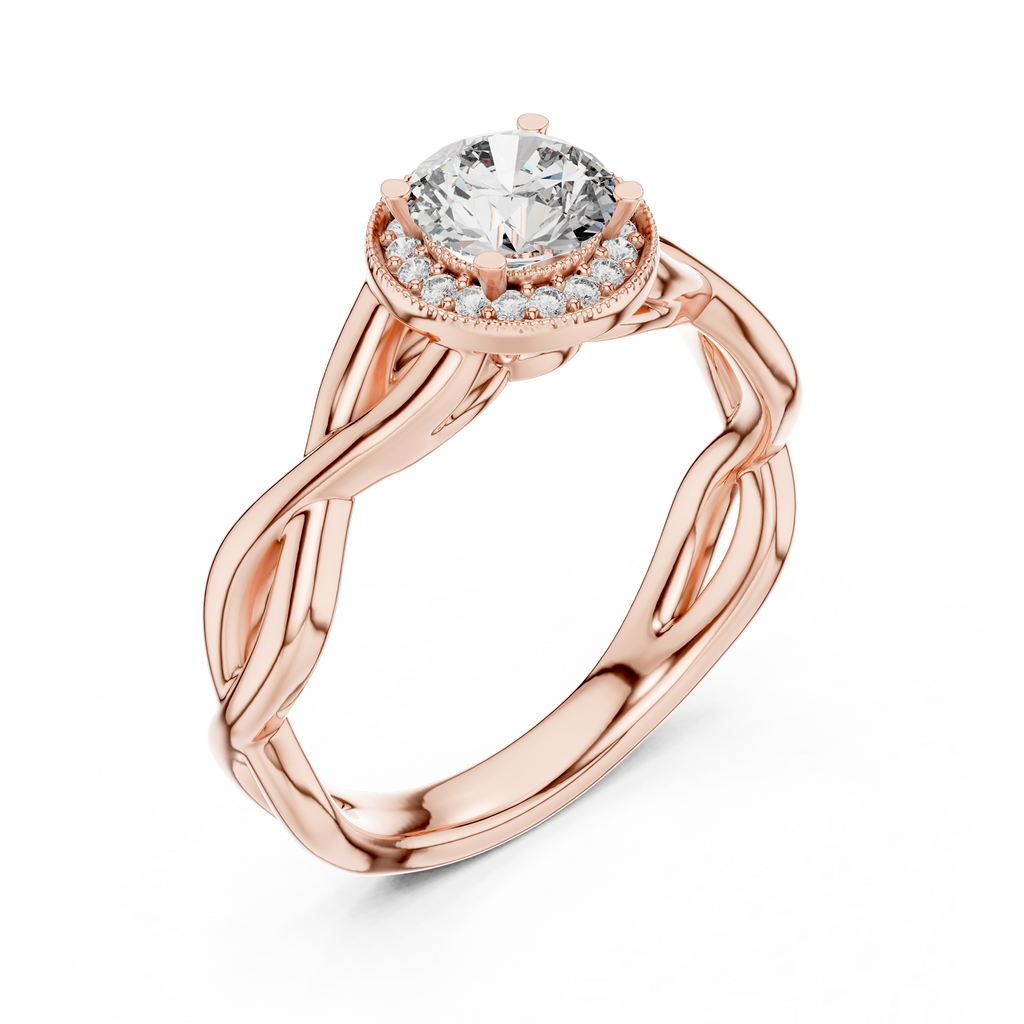 Ismera Braided Twist Halo Lab Grown Diamond Engagement Ring